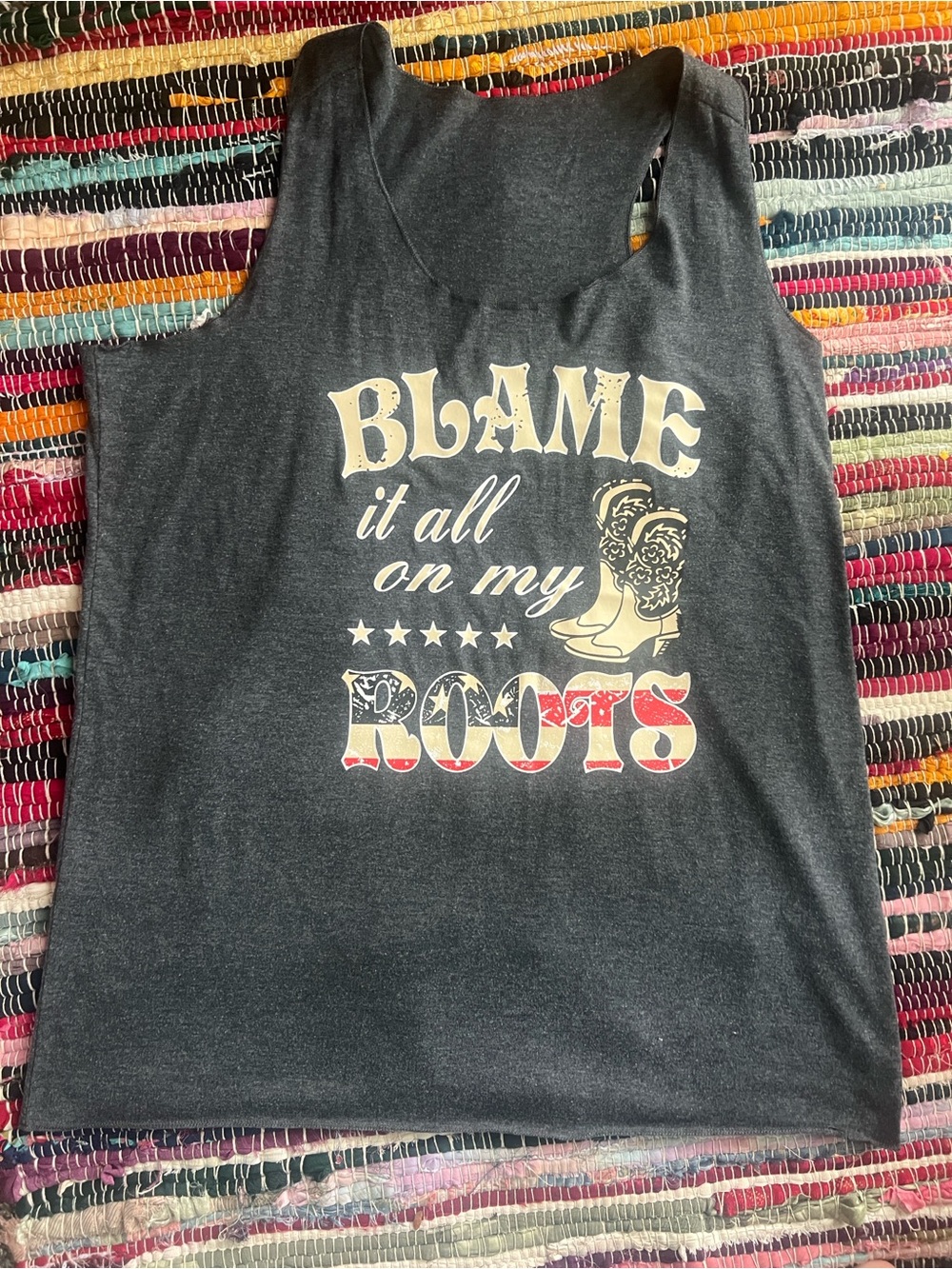 Women's Graphic Tank Top - Charcoal 'Blame It All On My Roots'